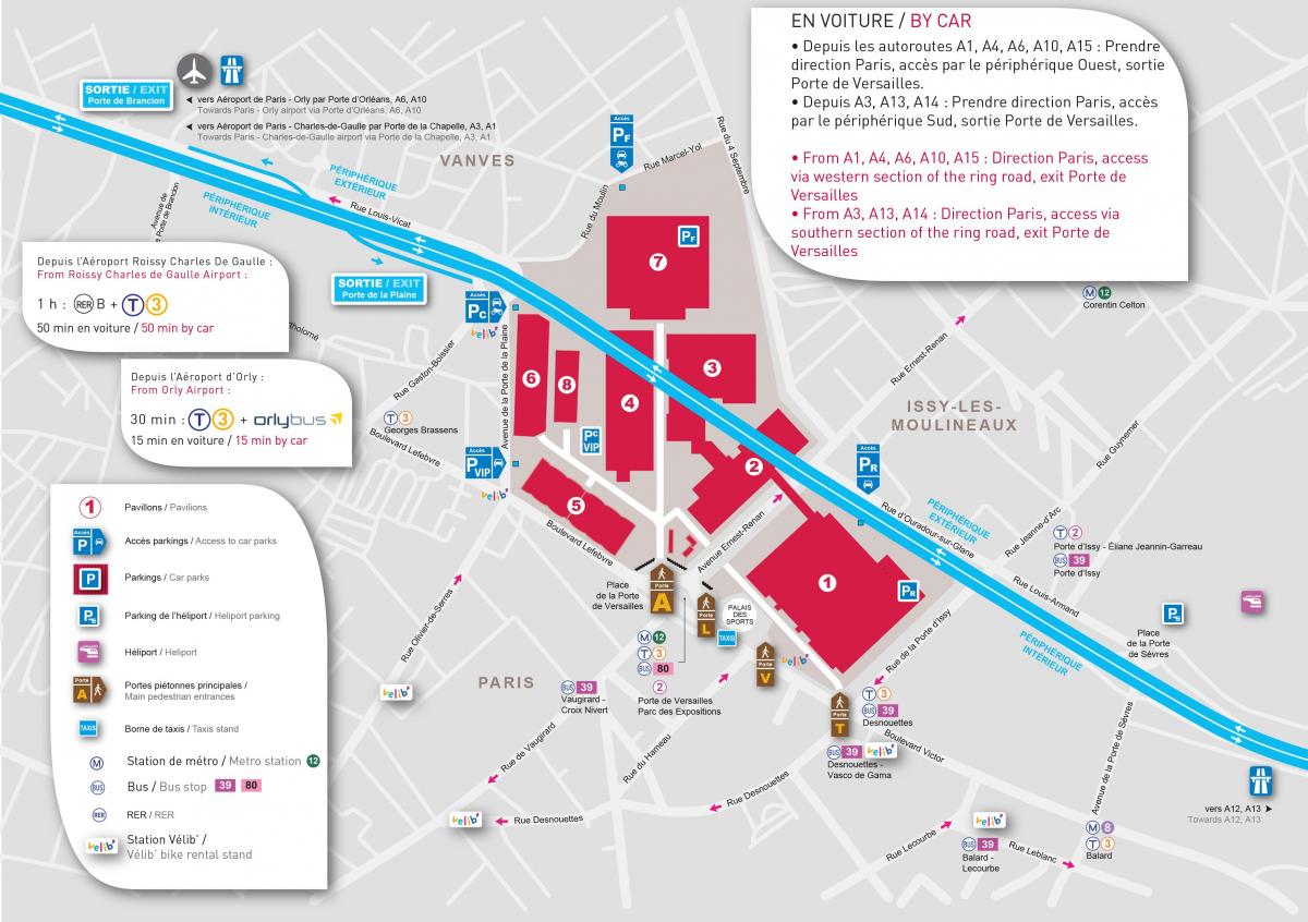 Karta över Paris expo Porte de Versailles