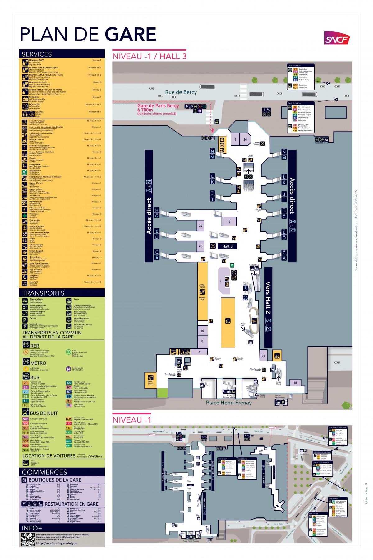 Karta över Paris-Gare de Lyon Hall 3