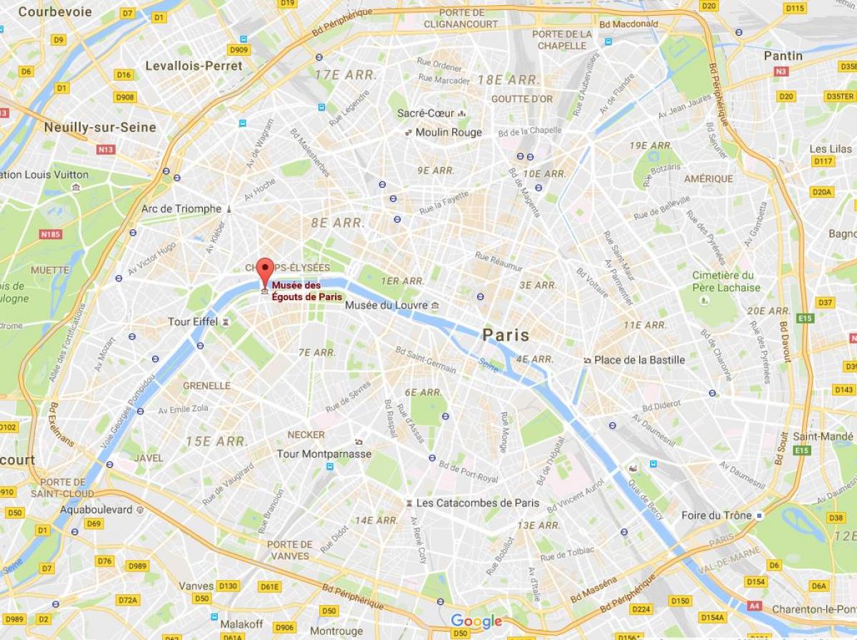 Karta över Paris kloaker