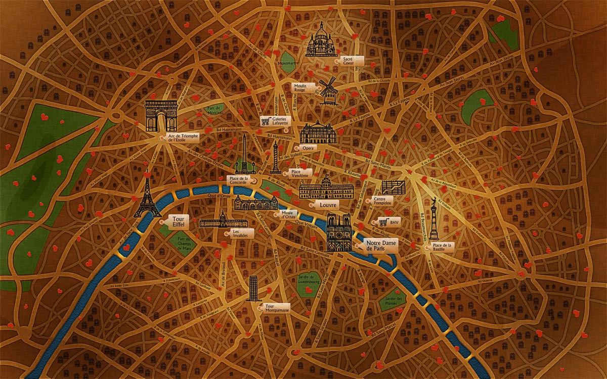 Karta över Paris tapeter