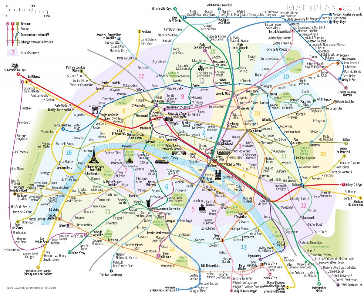 Karta över Paris tunnelbana