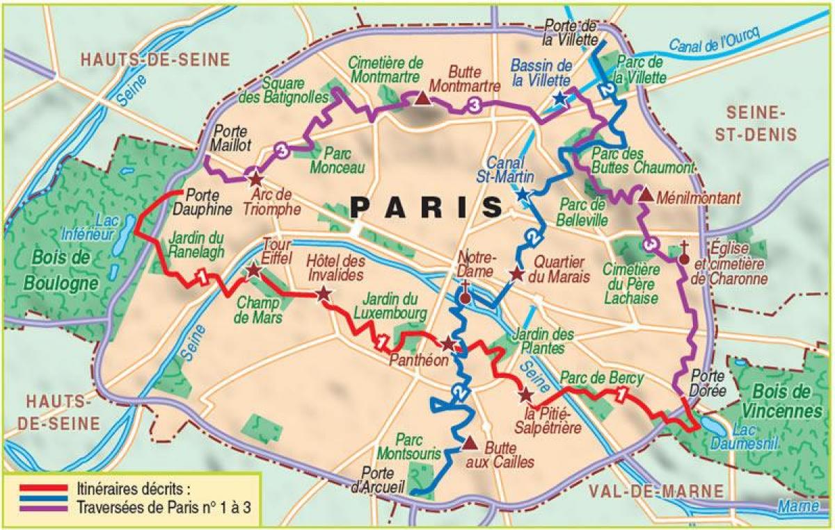 Karta över Paris vandring