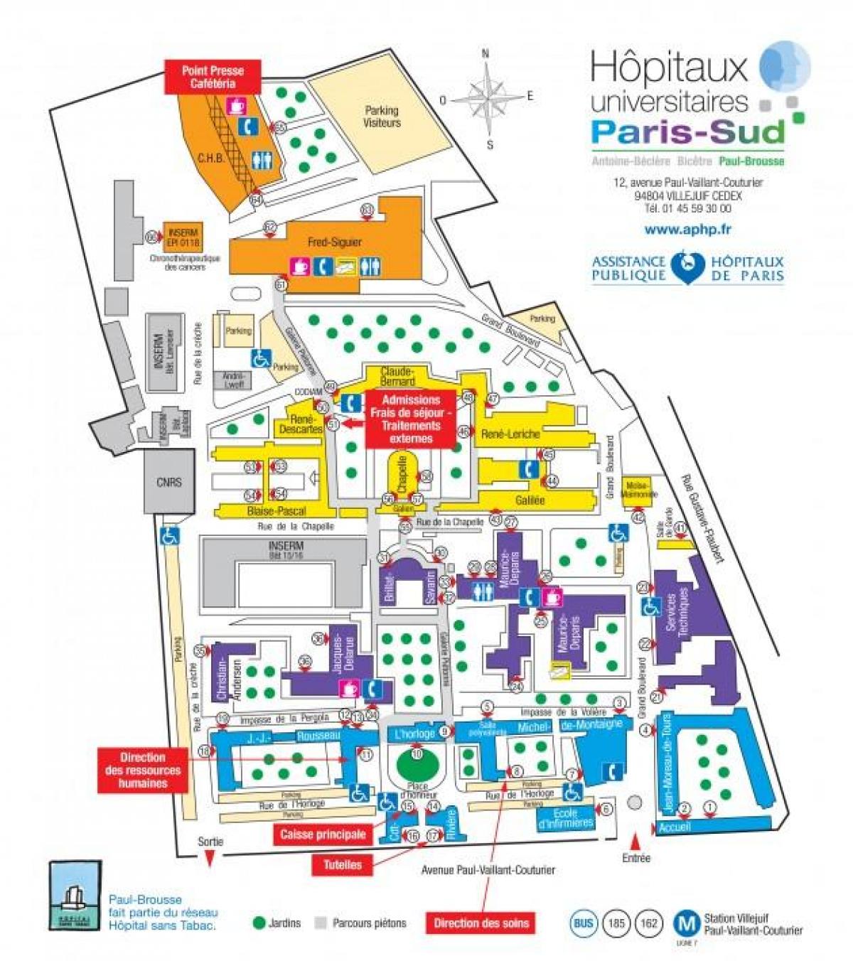 Karta över Paul Brousse sjukhuset