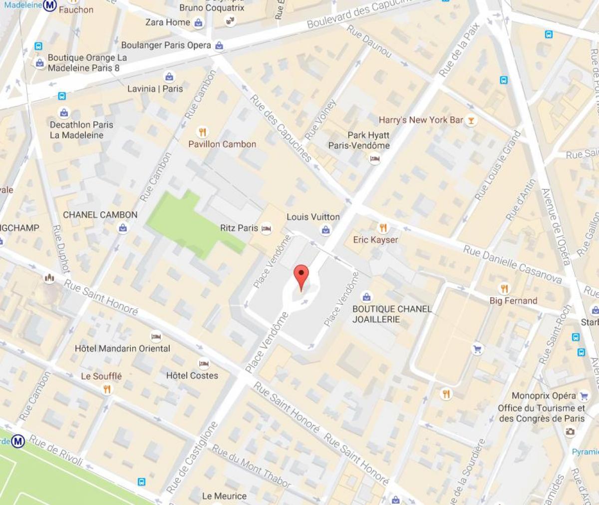 Karta över Place Vendôme