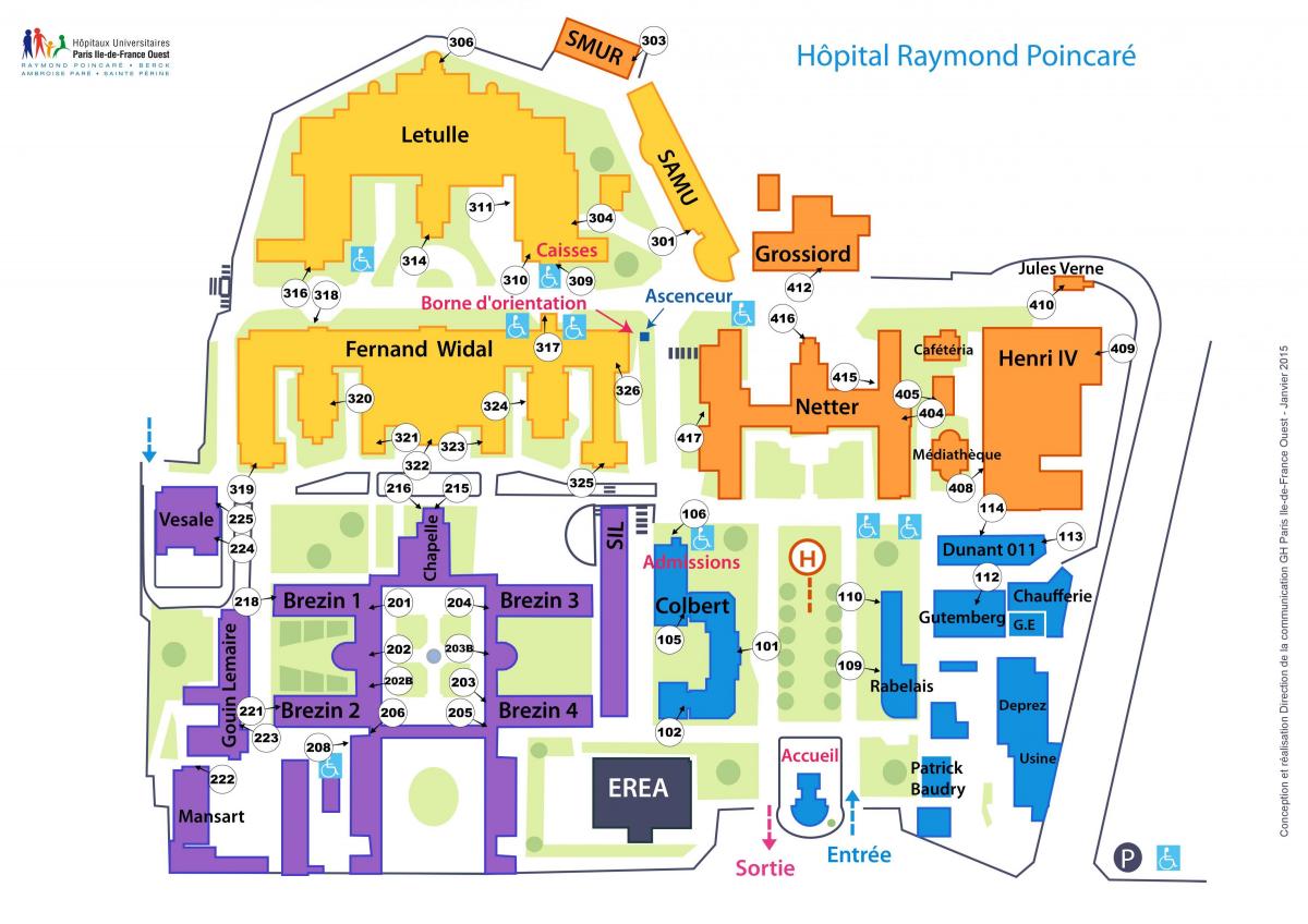 Karta över Raymond-Poincaré sjukhus