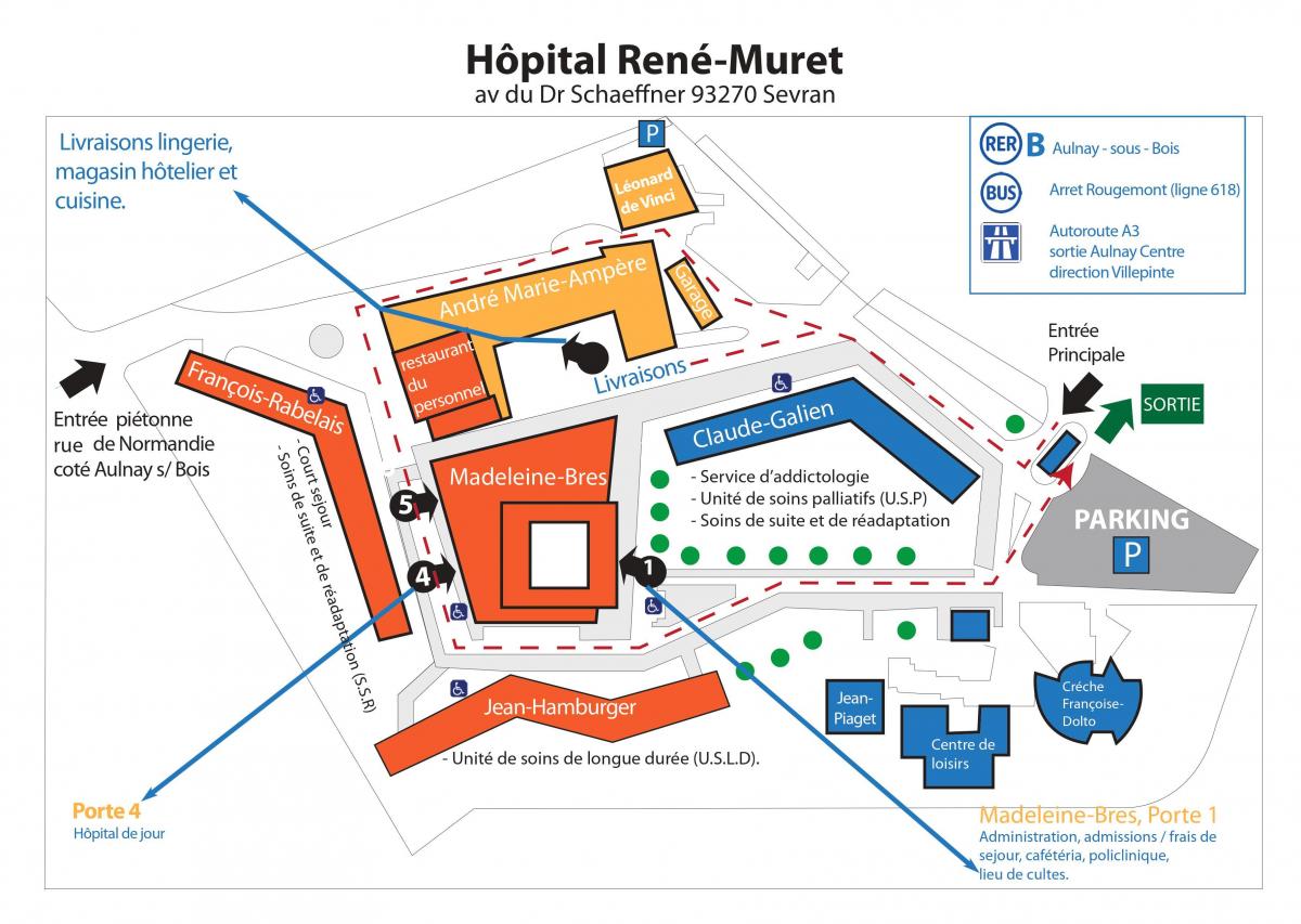Karta över René-Muret sjukhus