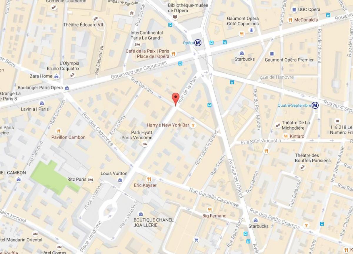 Karta på rue de la Paix