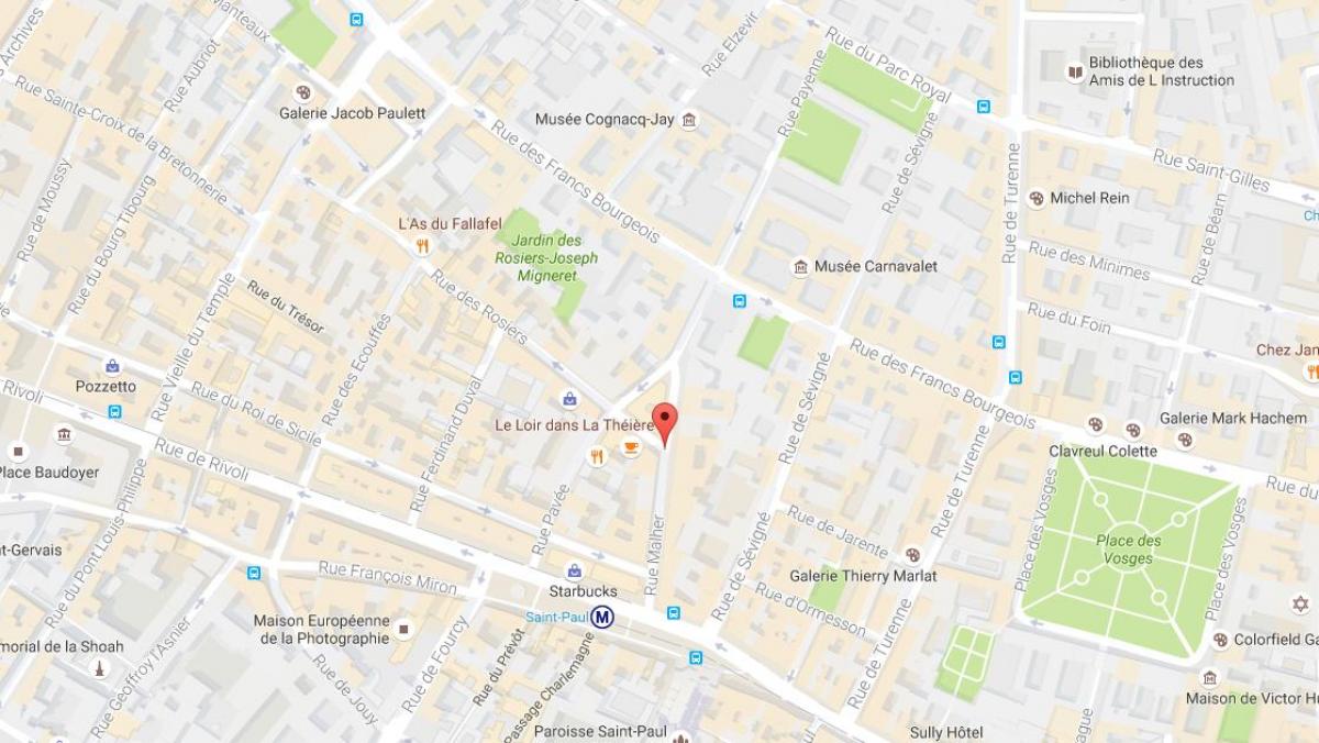 Karta över rue des Rosiers