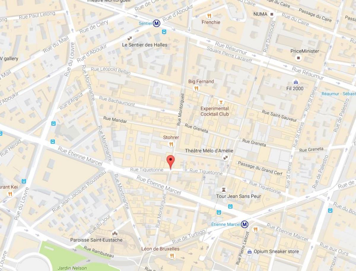 Karta på rue Montorgueil
