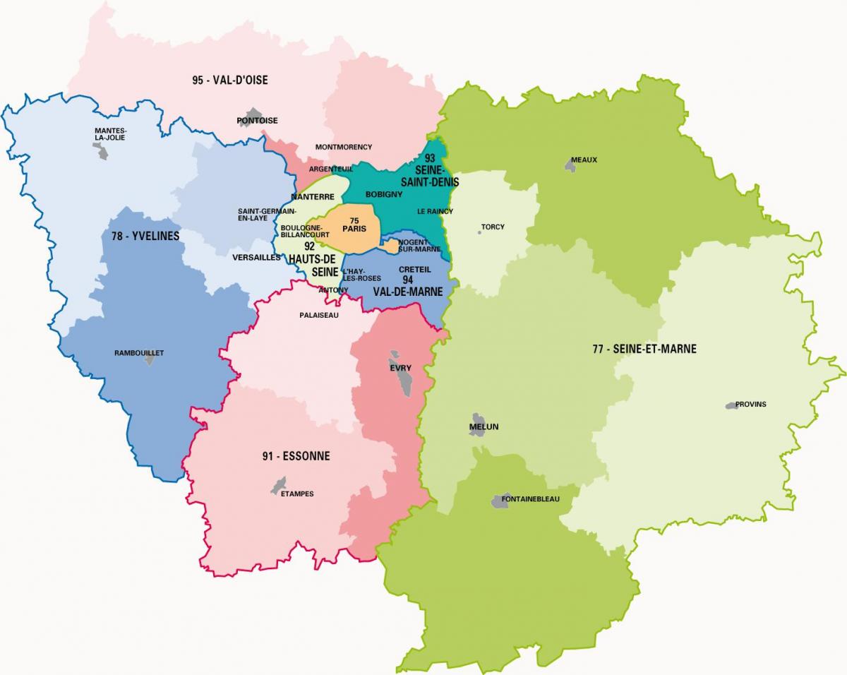 Karta över région parisienne