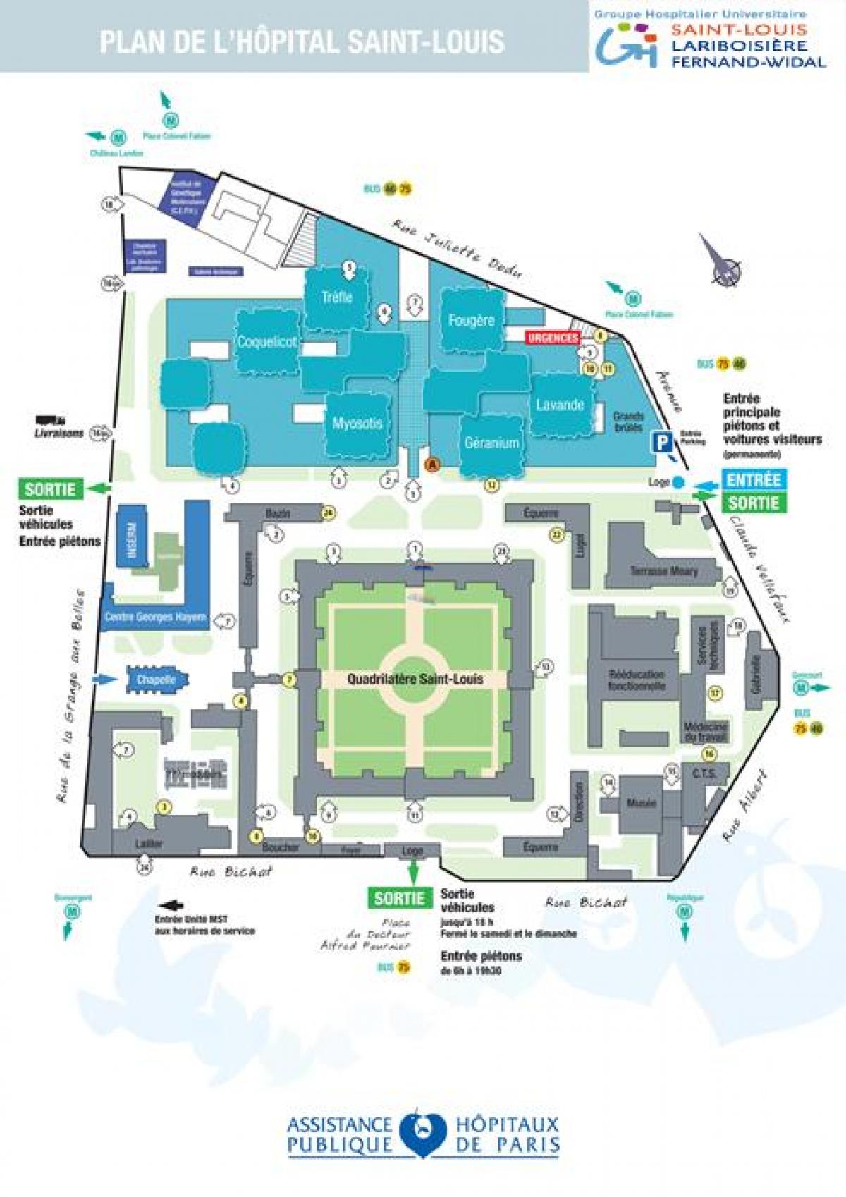 Karta över Saint-Louis-sjukhuset