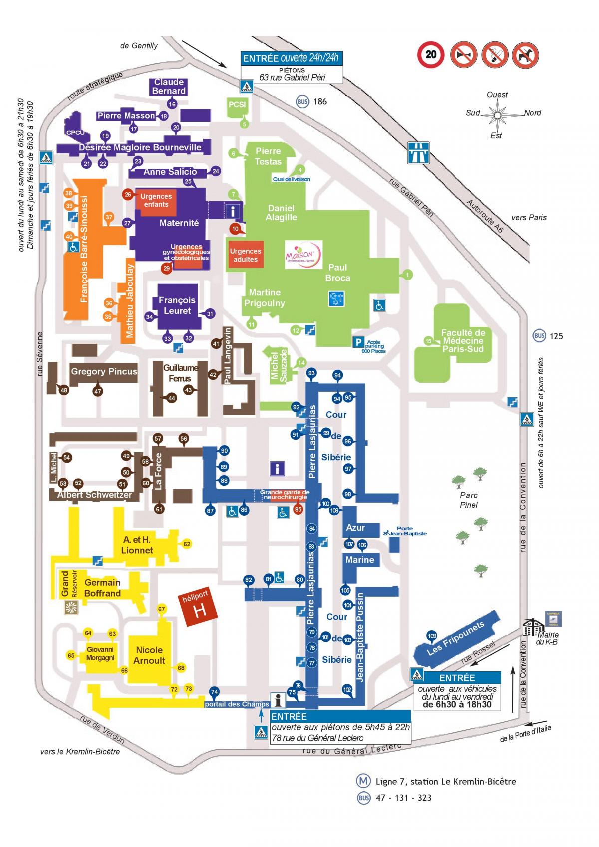 Karta över sjukhuset Bicêtre