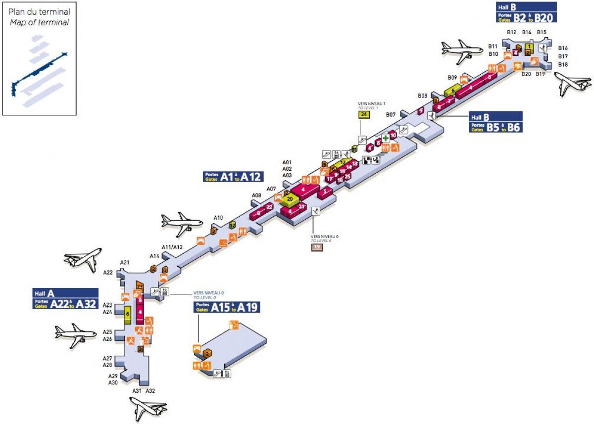 Karta över Södra Orly flygplats