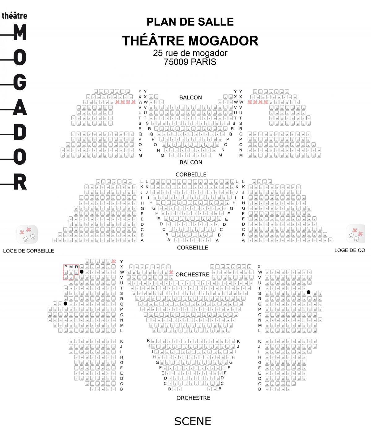 Karta över Théâtre Mogador