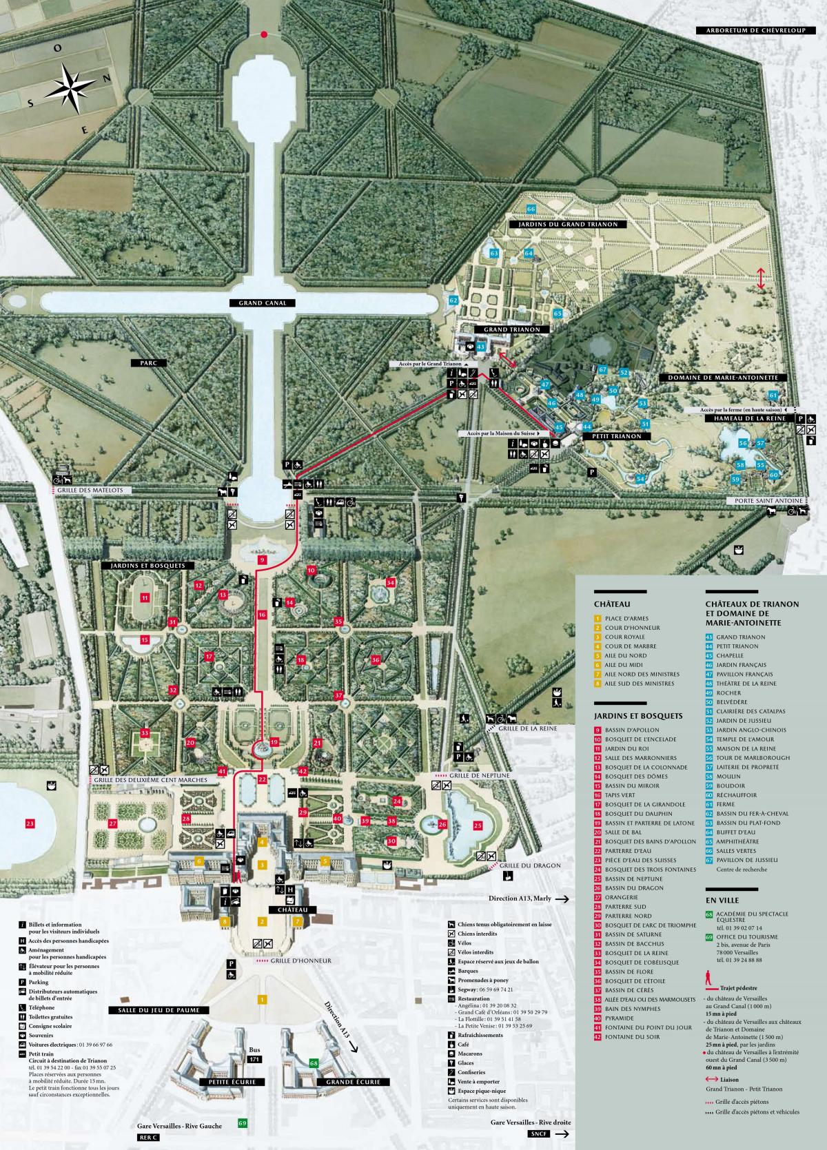 Karta över Trädgårdarna i Versailles
