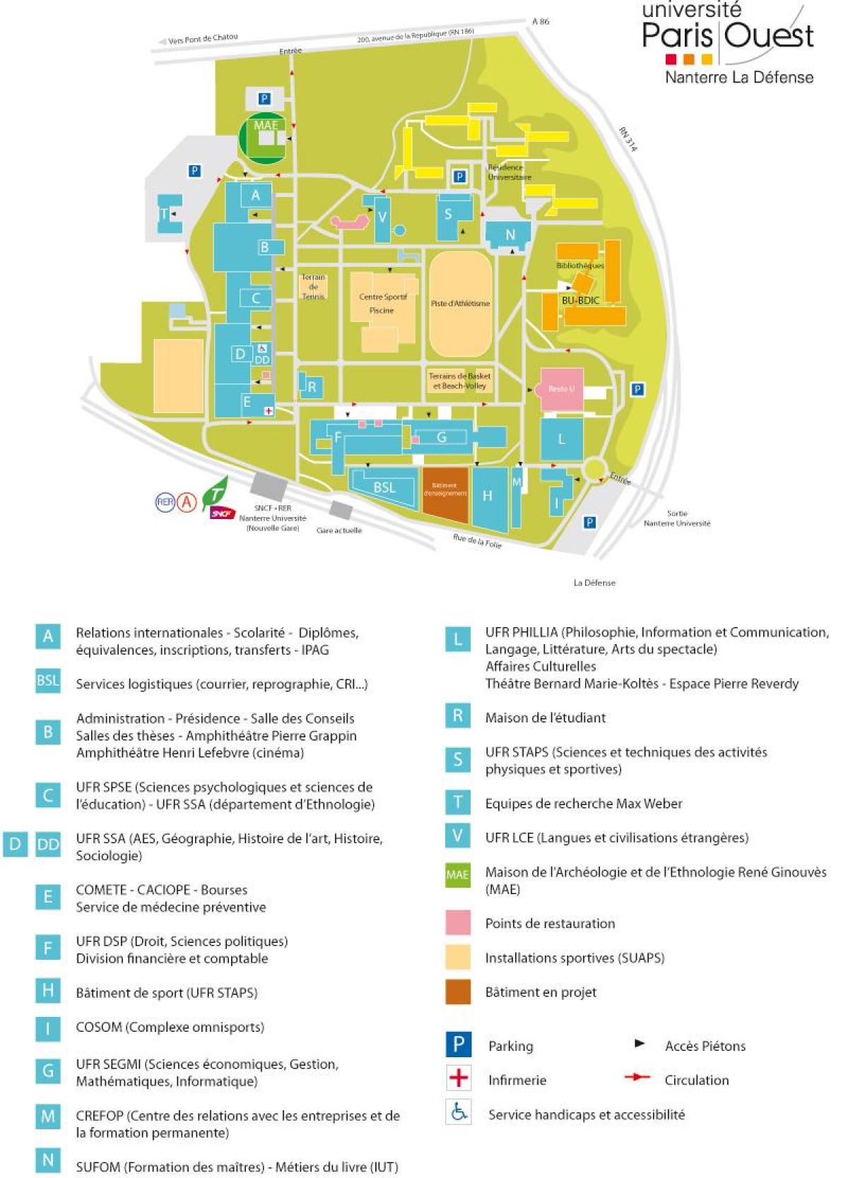 Karta över Nanterre University