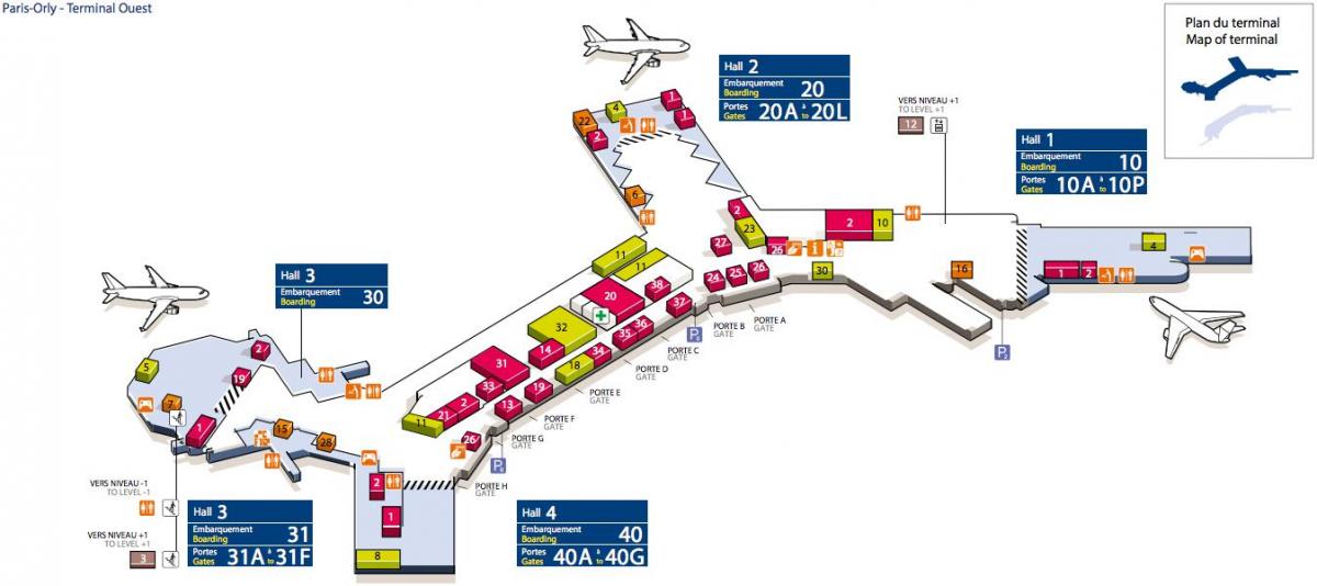 Karta över West Orly flygplats
