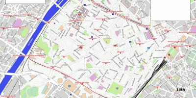Karta över 15: e arrondissementet i Paris