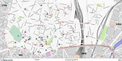 Karta över 18: e arrondissementet i Paris