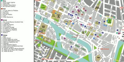 Karta över 4: e arrondissementet i Paris