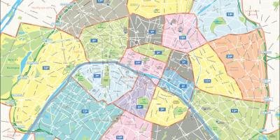 Karta över arrondissementen Paris