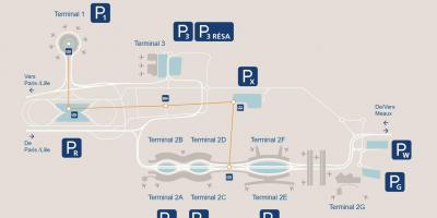 Karta över CDG flygplats parkering