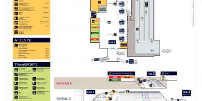 Karta över Gare Montparnasse Nivå 3 Pasteur