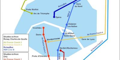 Karta över Paris flygplatstransfer