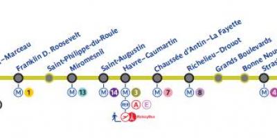 Karta över Paris tunnelbana linje 9