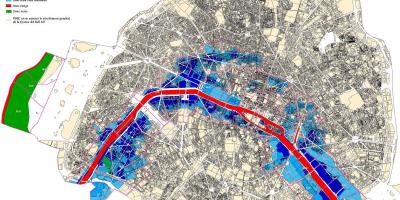 Karta över Paris översvämning