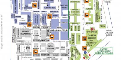 Karta över Pitie Salpêtrière-sjukhuset