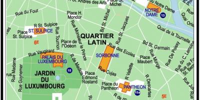 Karta av quartier Latin i Paris